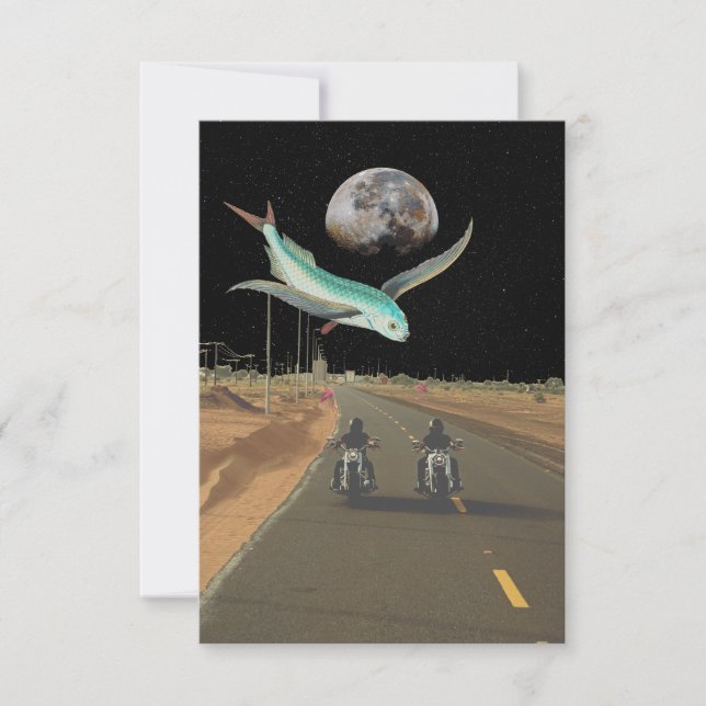 Editable Surreal Motorcycle Moon Card (Front)