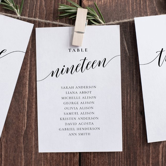 Editable Table Number Nineteen Seating Chart Card (Creator Uploaded)