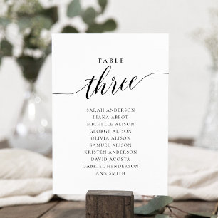 Editable Table Number Three Seating Chart Card