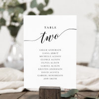 Editable Table Number Two Seating Chart Card