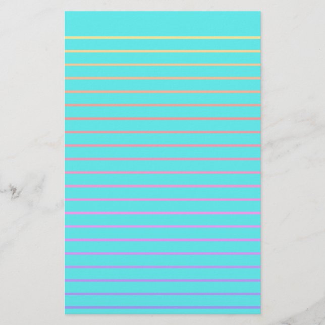 Editable Teal Decorative Lined Stationery Paper (Front)