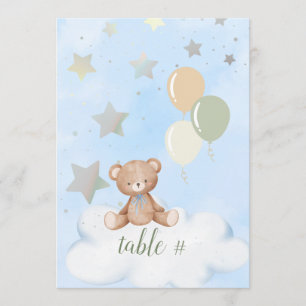 Editable Teddy Bear Baby Shower 5x7 Table Numbers