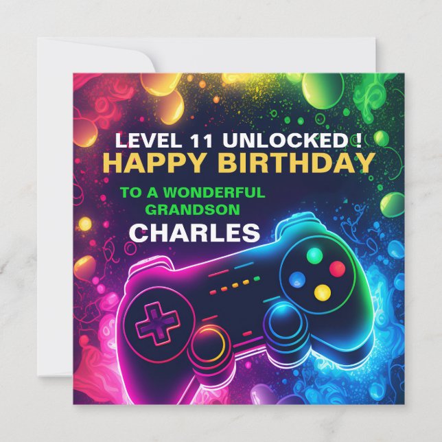 EDITABLE teenage Birthday Gaming son  Holiday Card (Front)