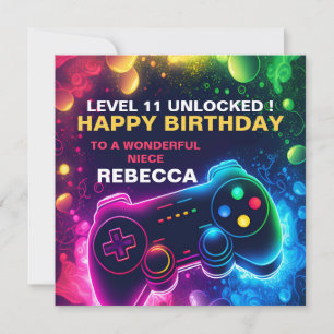EDITABLE teenage Birthday Gaming son  Holiday Card