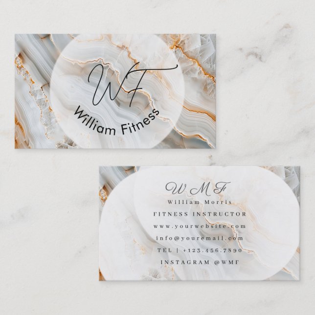 Editable Template With Minimalist Elegant Marble Business Card (Front/Back)