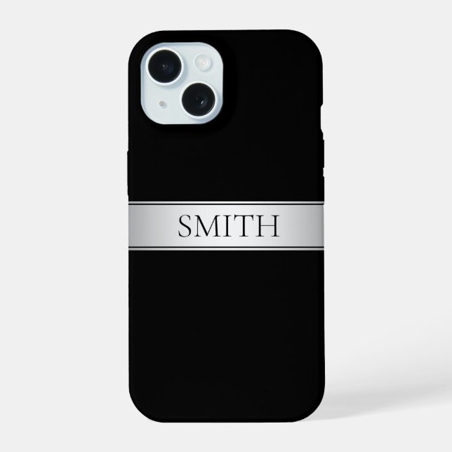 Editable Text & Colours | Gradient Stripe w/Border iPhone 15 Case (Back)