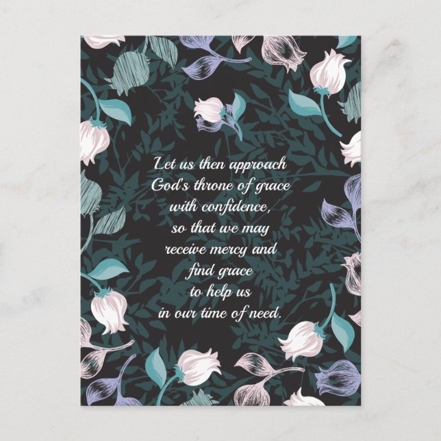 Editable text floral design black ver postcard (Front)