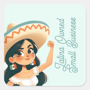 Editable Text Latina Owned Small Business Square Sticker