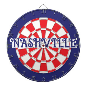 (editable text) NASHVILLE TN  White Red Navy Blue Dartboard