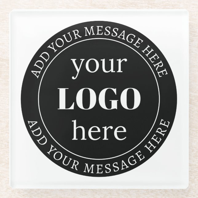 Editable Text & Your Logo or other Design  Glass Coaster (Front)
