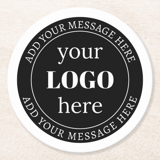 Editable Text & Your Logo or other Design  Round Paper Coaster (Front)