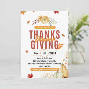 editable Thanksgiving Dinner Invitation , thankful