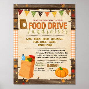 Editable thanksgiving food drive fundraiser flyer poster