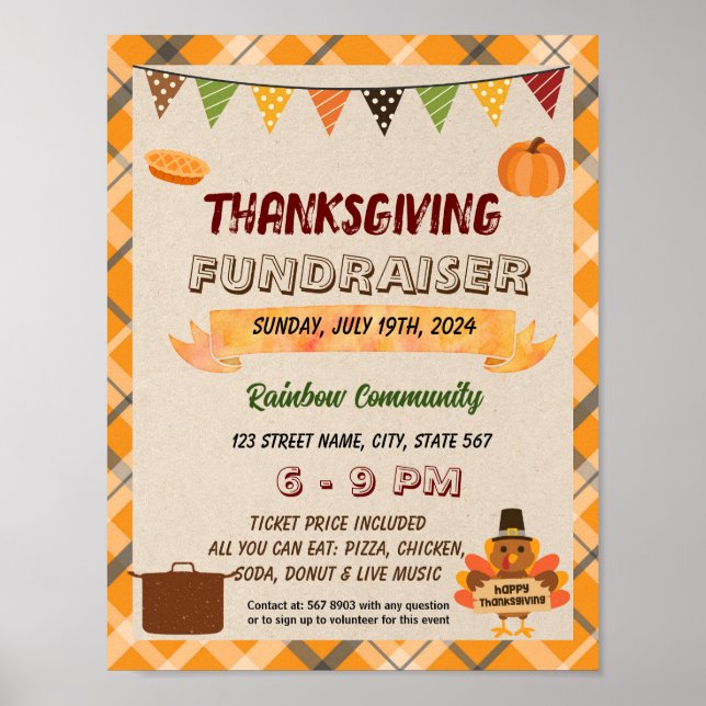 Editable Thanksgiving potluck flyer Poster (Front)