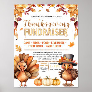 Editable thanksgiving turkey Fundraiser Flyer Poster