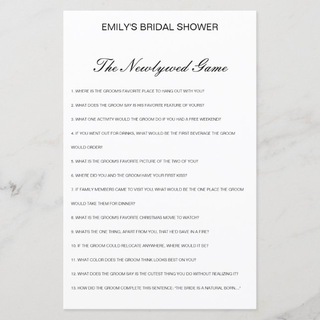 Editable The Newlywed Game, Who Knows Couple (Front)