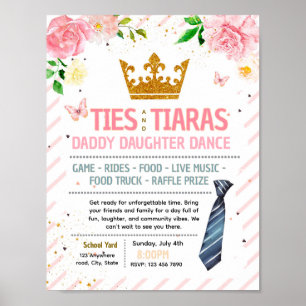 Editable ties and tiaras dance flyer poster