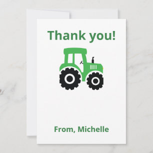Editable Tractor Thank You Card Kids Birthday