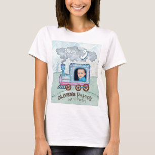 Editable Train Birthday theme T-Shirt