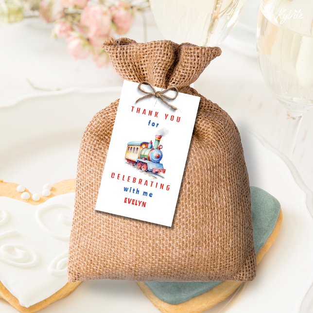 Editable Train Circle 2nd Birthday Thank You Tag (Creator Uploaded)