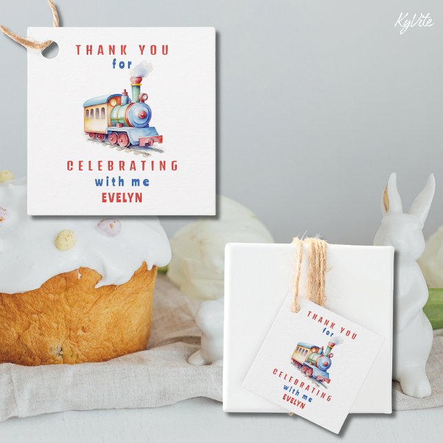 Editable Train Squared 2nd Birthday Thank You Tag (Creator Uploaded)