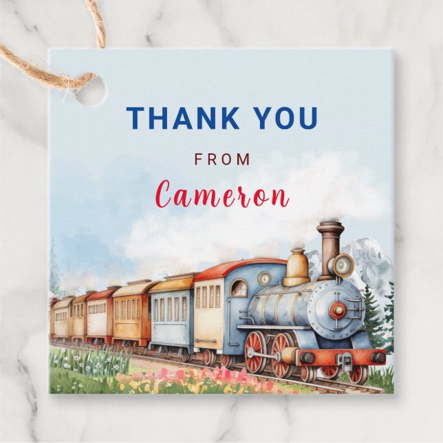 Editable Train Squared Thank You Tag (Front)