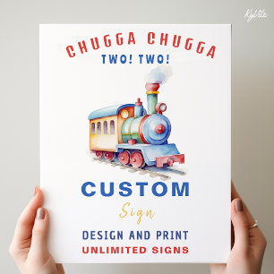 Editable Train Theme Birthday Custom Sign