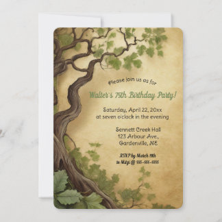 Editable Tree and Green Leaves Invitation