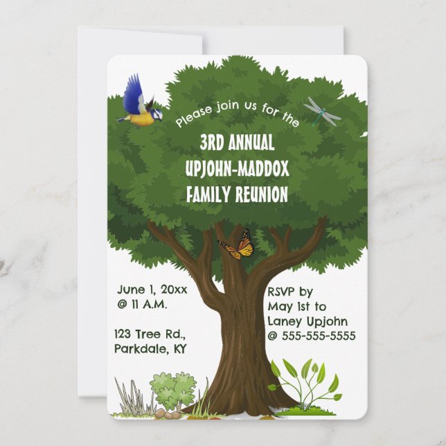 Editable Tree and Nature Family Reunion Party Invitation (Front)