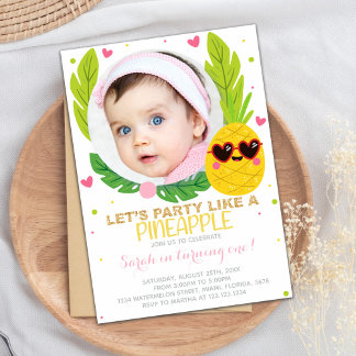 Editable Tropical Kids Party Card