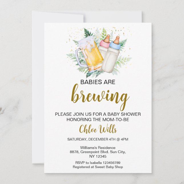 Editable Twin Babies Baby Shower Invitation (Front)