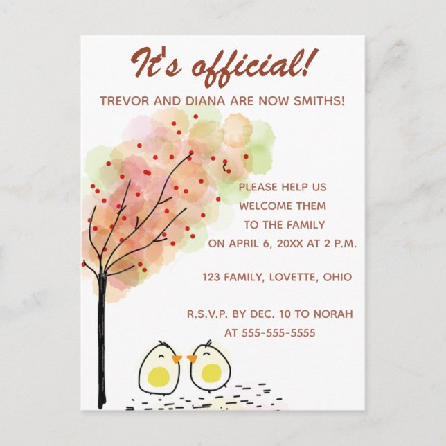Editable Two Chicks Adoption Invitation Card (Front)