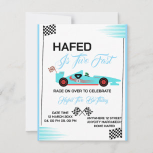 Editable TWO FAST birthday invitation, Race Car bi Invitation