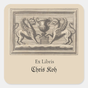 Editable Two Griffins and a Trophy Square Sticker