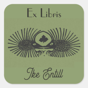 Editable Two Hedgehogs Bookplate Square Sticker