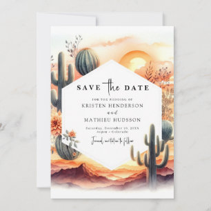 Editable Typography Cactus Wedding Save The Date