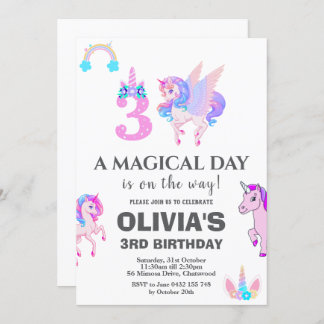 Editable Unicorn Birthday Party Invitation