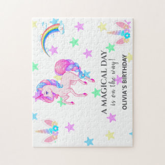 Editable Unicorn Birthday Party Jigsaw Puzzle