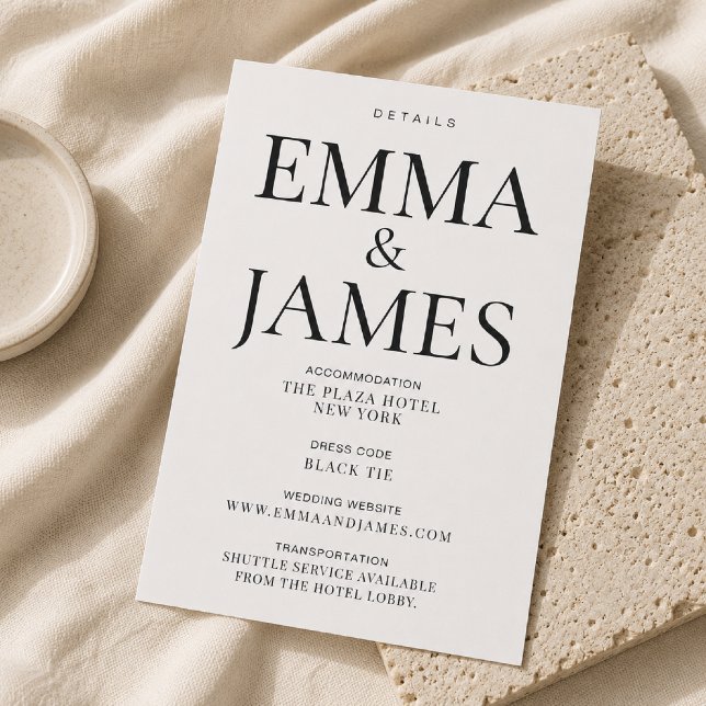 Editable Vertical Typography Luxury Details Card (Oversized names. Timeless elegance. Editorial luxury at its finest.)