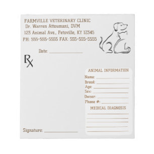 Editable Veterinary Prescription  Notepad