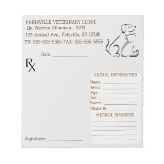 Editable Veterinary Prescription Notepad