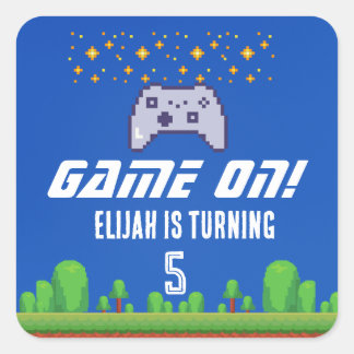 Editable Video Game Birthday Sticker - Game On