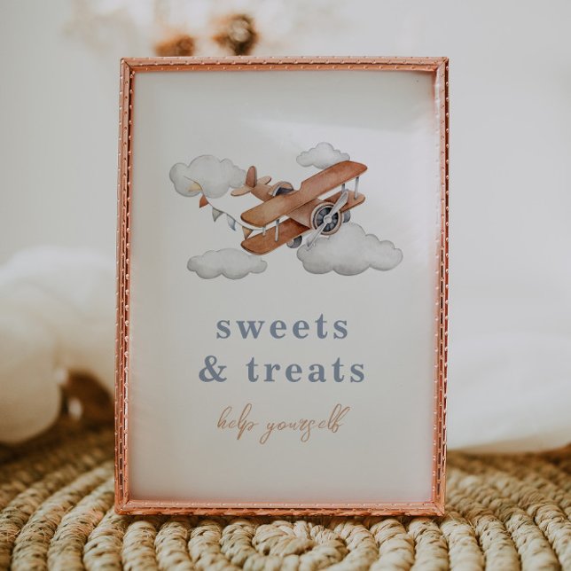 Editable Vintage Airplane Food Sign Card (Creator Uploaded)