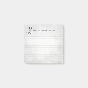 Editable Vintage Cool Top Hat Cat Lined Sticky Post-it Notes