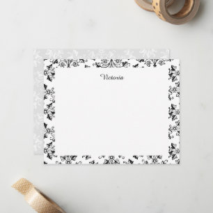 Editable Vintage Damask Pattern Floral 4.25x5.5 Card