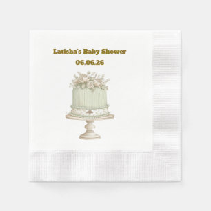 Editable Vintage Neutral Baby Shower Napkin