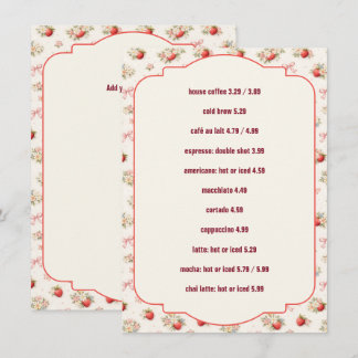 Editable Vintage Strawberry Café Menu Template