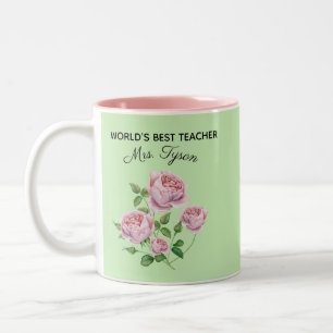 Editable Vintage Watercolour English Rose Two-Tone Coffee Mug