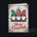EDITABLE Vintage Xmas Christmas Card<br><div class="desc">Custom vintage style Christmas card featuring three festive Christmas gnomes with "Merry Christmas" in script typography! Personalize it and send it as an instant download to your friends and family. The interior is fully editable, so you can edit the greetings, and sign it with your family name, the year, and...</div>