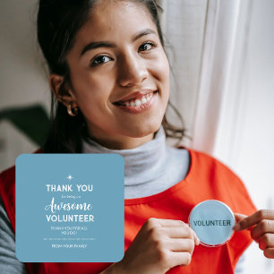 Editable Volunteer Appreciation Sticker blue